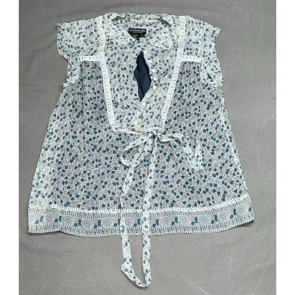 The J.Peterman Company Women's Blouse Floral Silk Size Medium